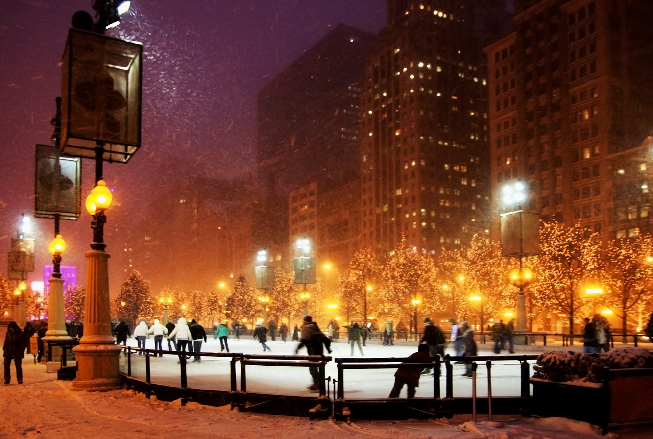 Ice-Skating in the city of Chicago