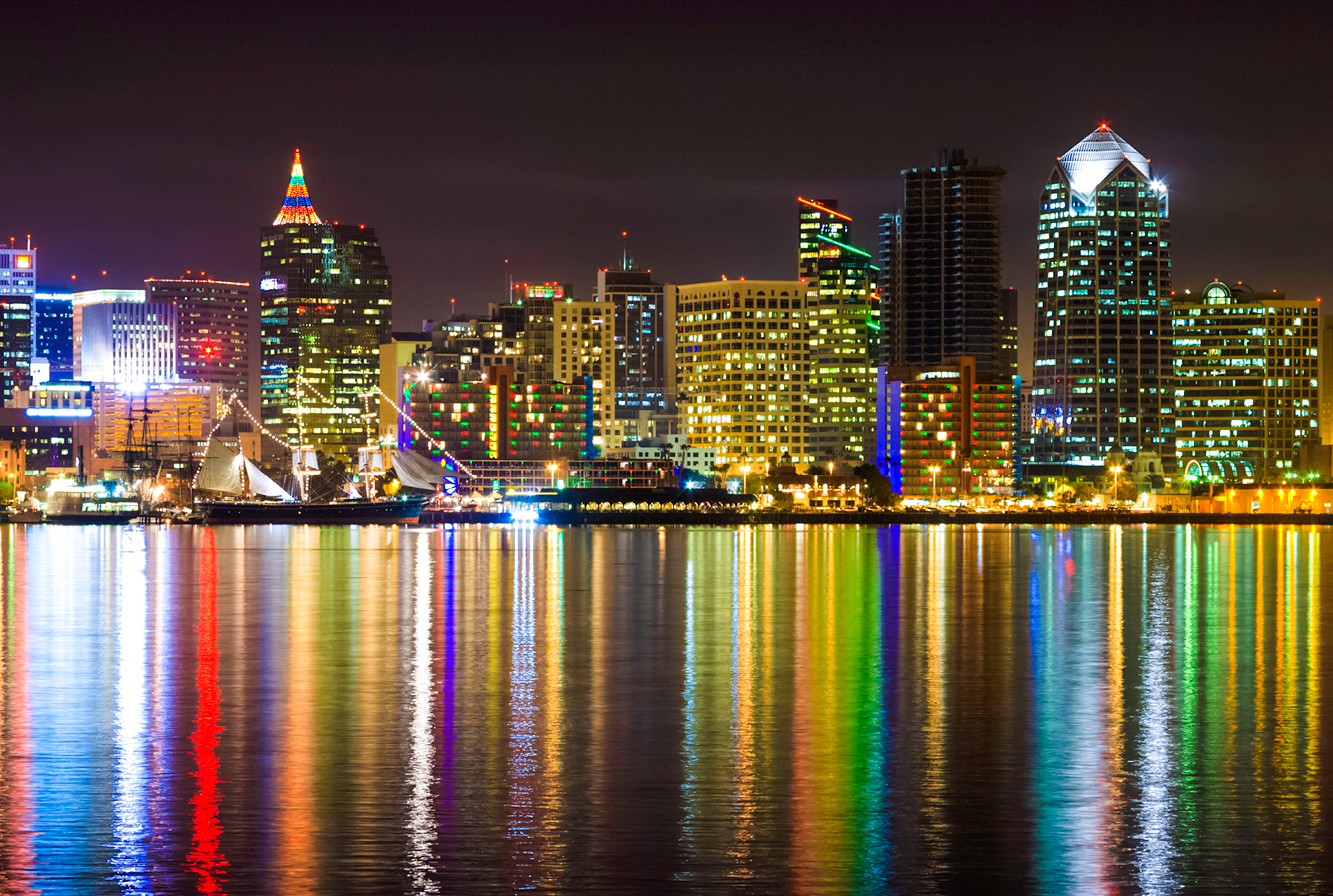 San Diego skyline at Christmas