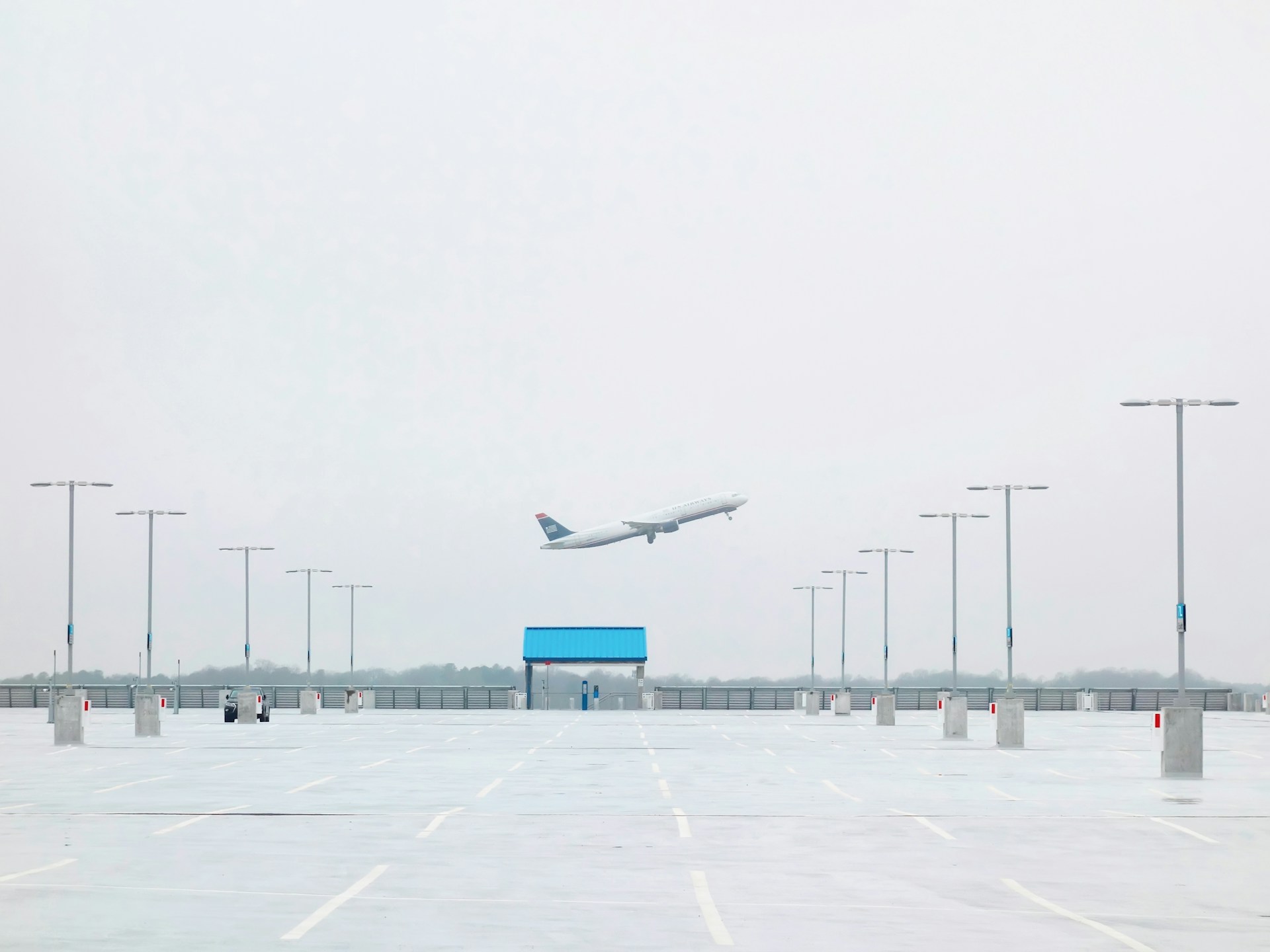 Airplane taking off near Birmingham Parkway in Charlotte