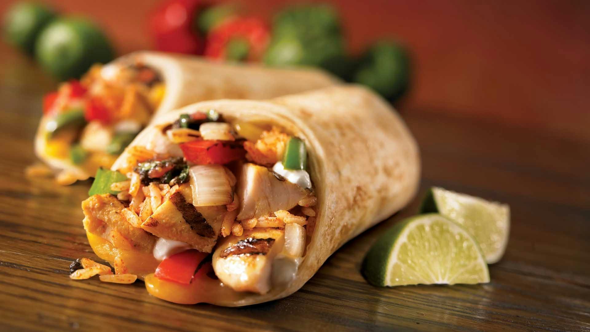Close-up photo of a burrito