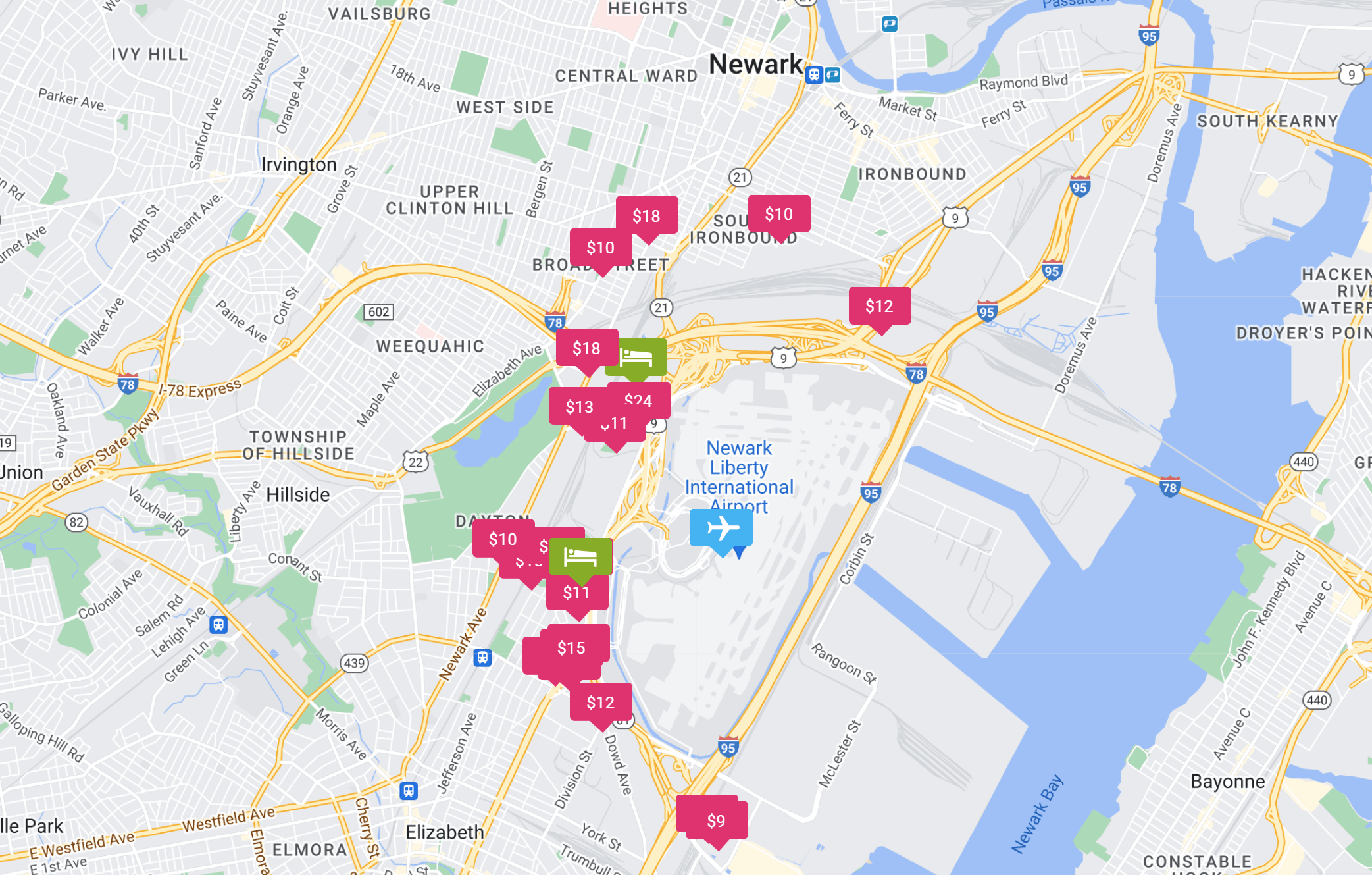 Newark Airport parking lots