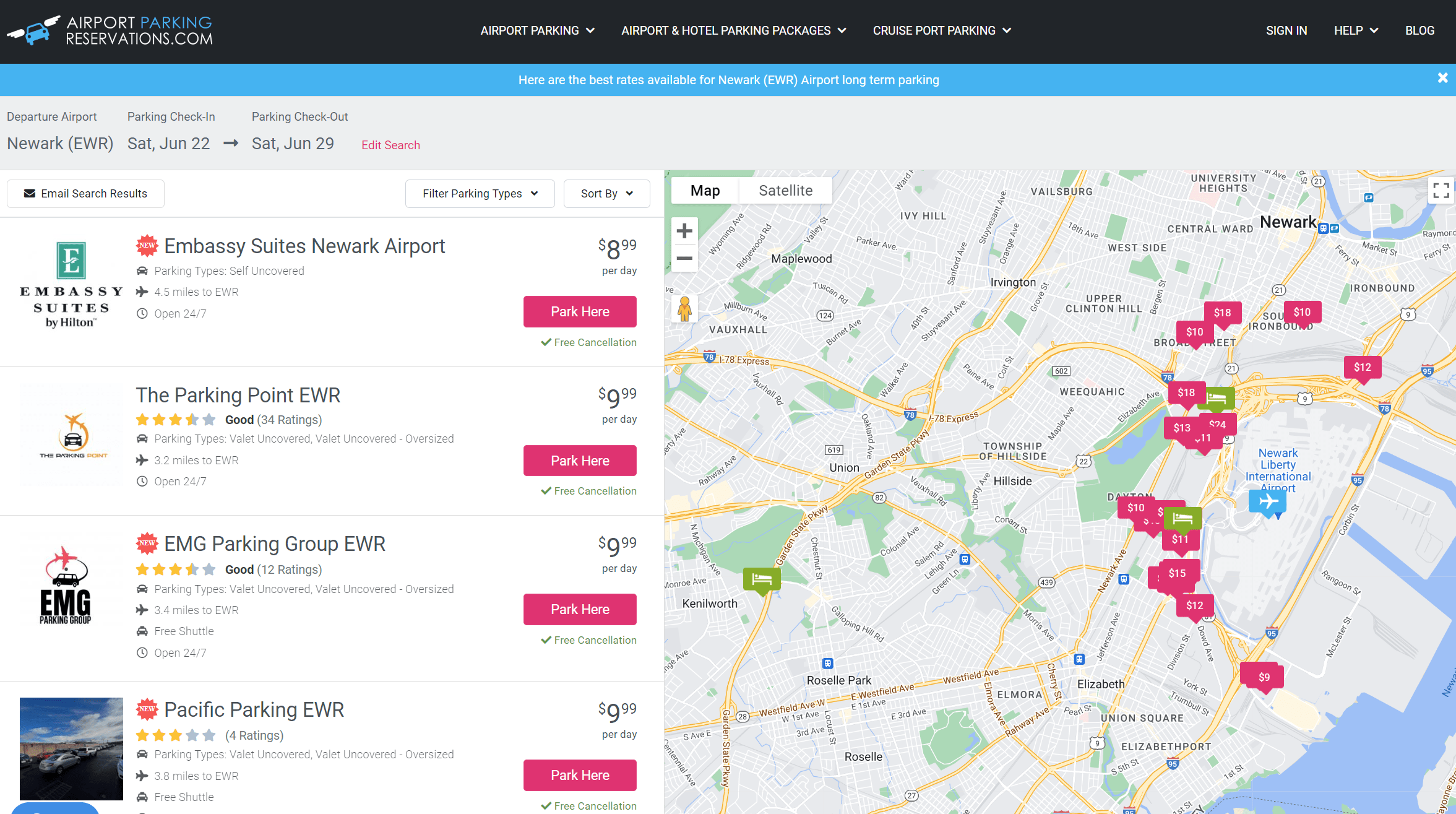 Newark Airport parking reservations