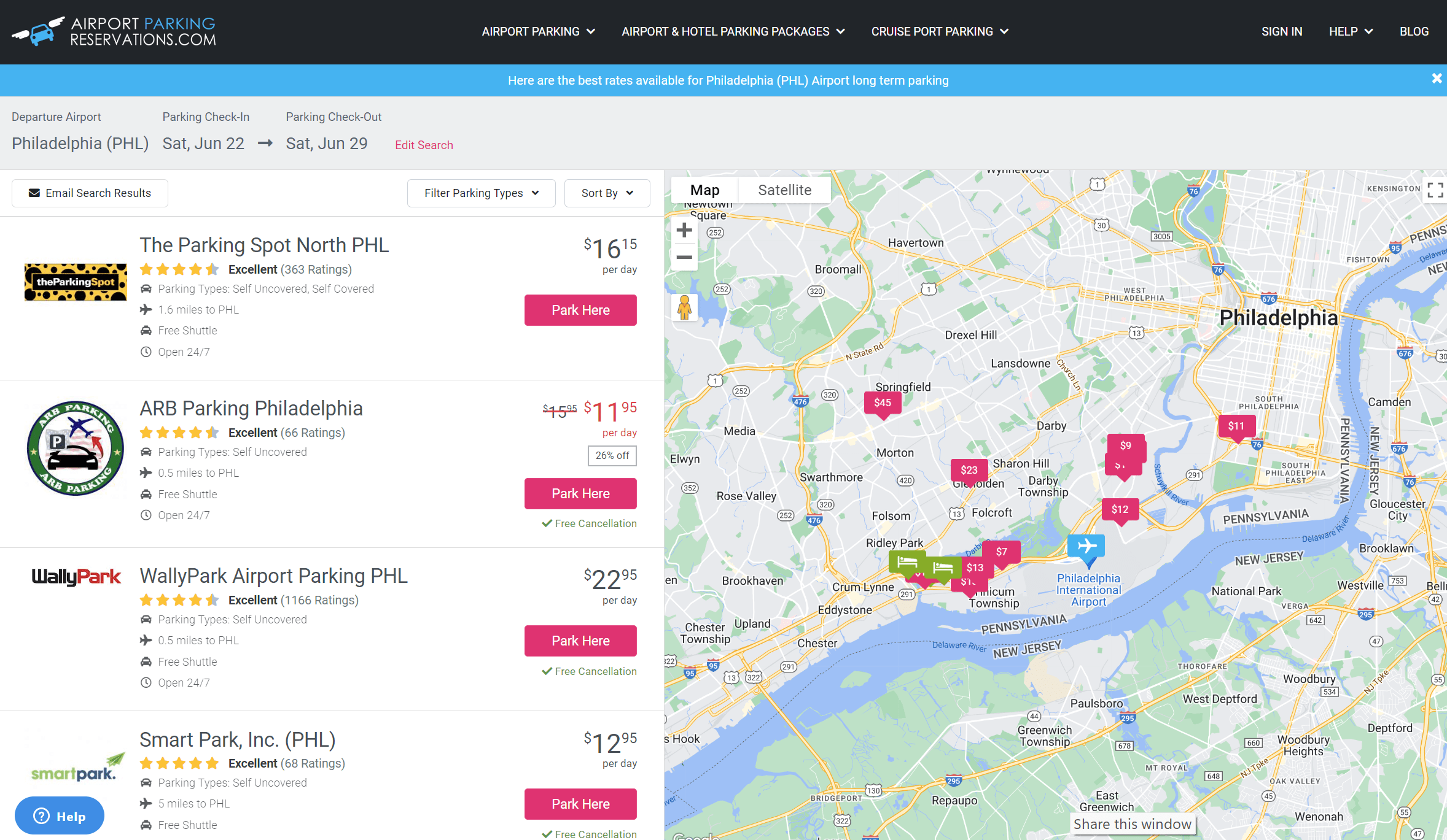 Philadelphia Airport parking reservations