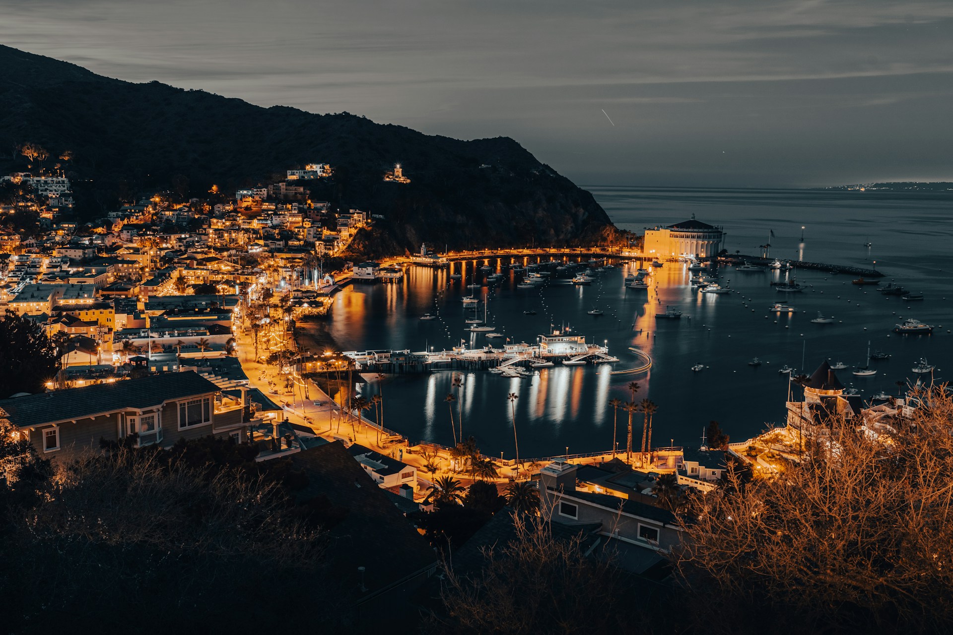 Night view of harbour - Catalina Island, California, USA