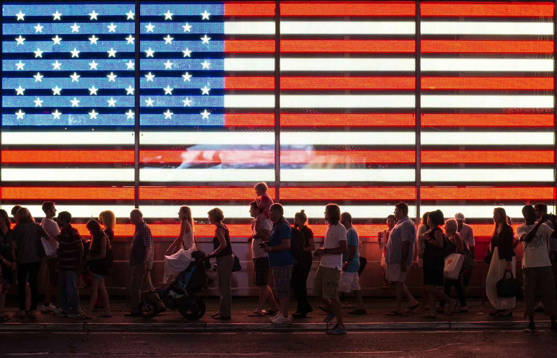 National Flag in Lights - Times Square, New York City