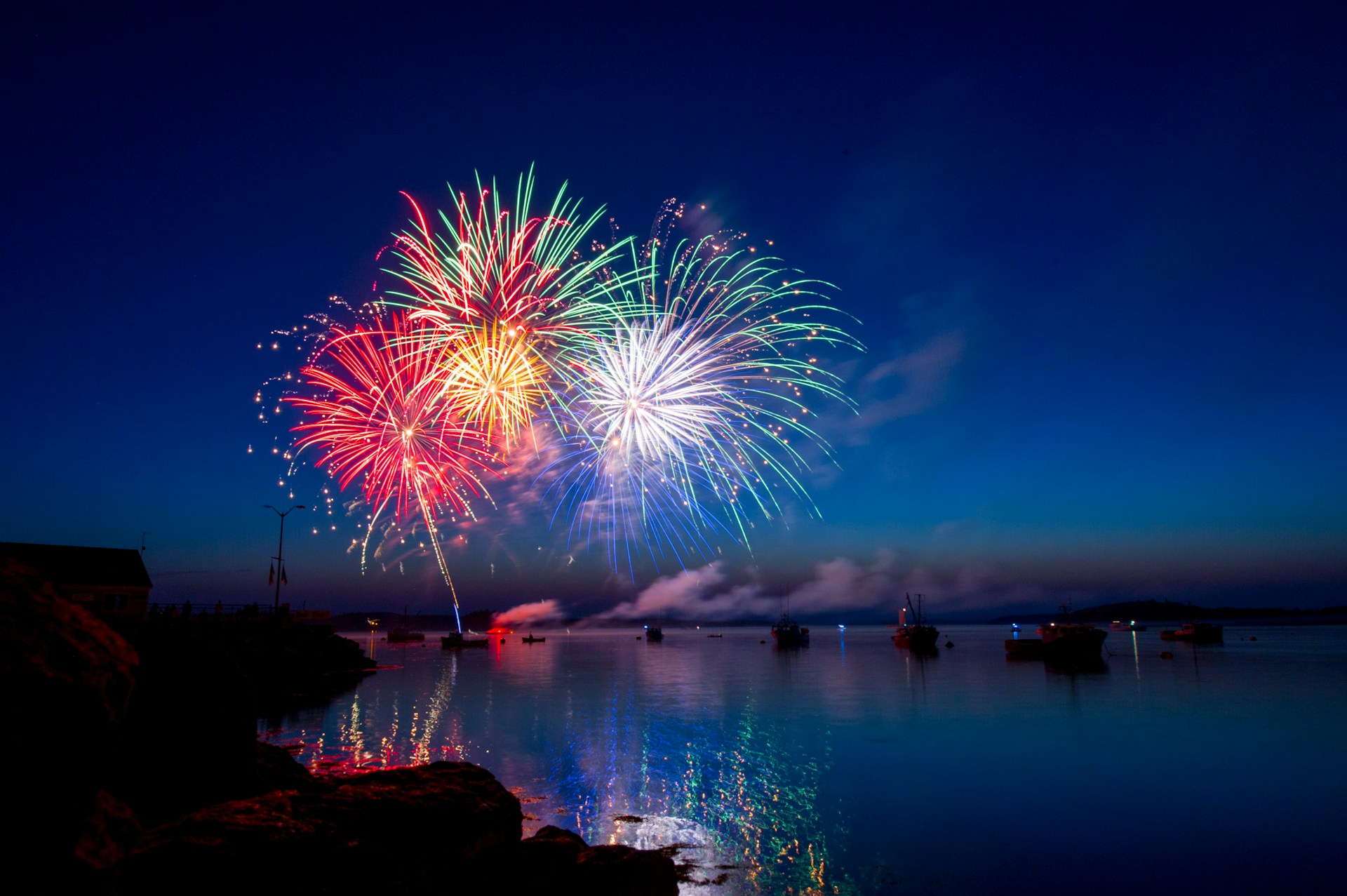 Fireworks display in Lubec, Maine, United States