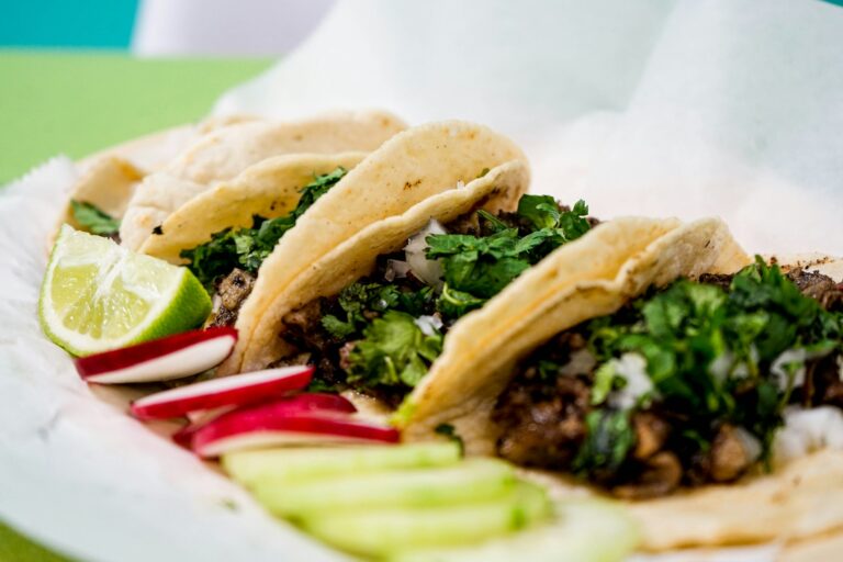 tacos with cilantro, radish and lime