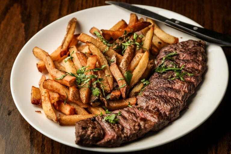 steak with fries